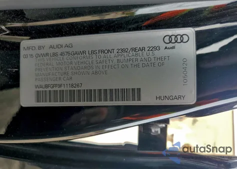 2015 Audi A3 Premium from USA, damaged, VIN WAUBFGFF9F1118267